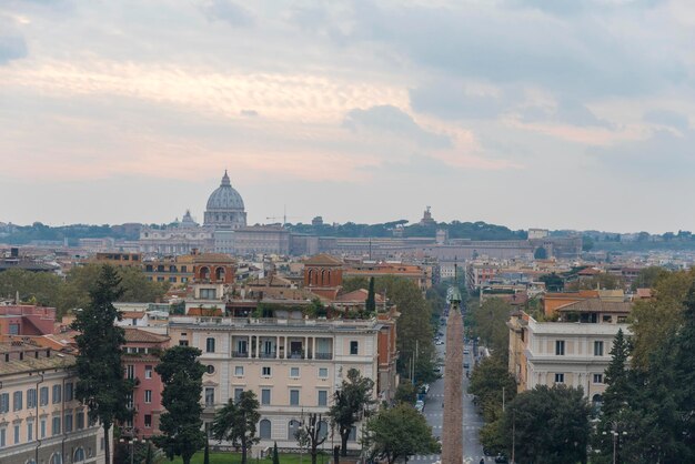 Air panoramic cityscape of Rome the roofs of houses