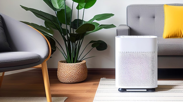 Photo air purifier in living room generative ai