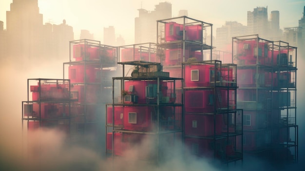 Air purifying buildings advanced technology innovative pollution absorbing structures smog eating facades sustainable architecture Created with Generative AI technology