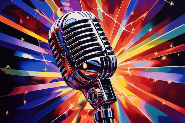 Airbrush art of a microphone transportation backgrounds performance