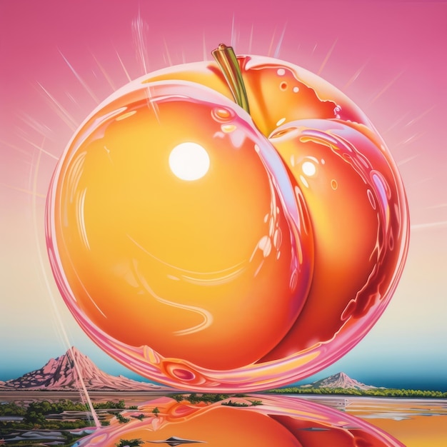 Photo airbrush art of a peach outdoors plant sky