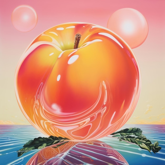 Photo airbrush art of a peach painting plant graphics