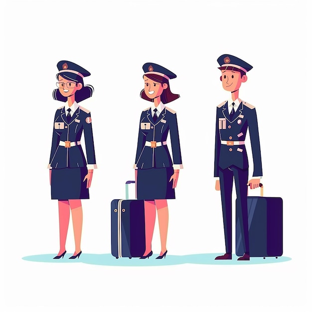 Photo airline staff aircrew cartoon image