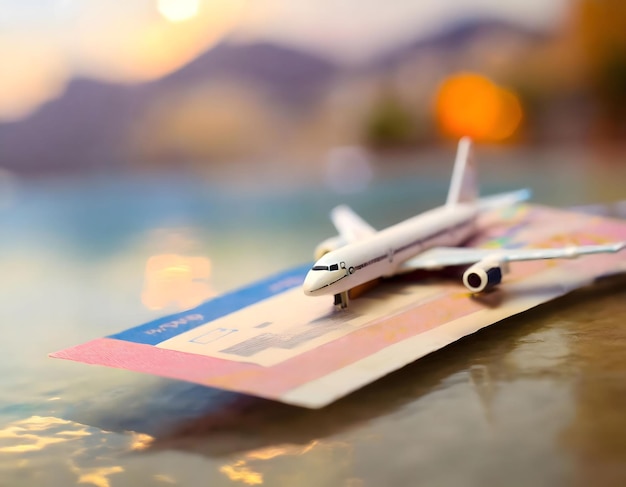 Photo airline tickets and documents air ticket for making advertising media about tourism travel transport concept