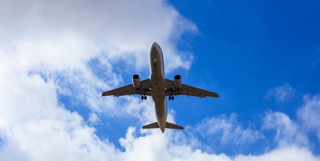 Airplane in a blue sky