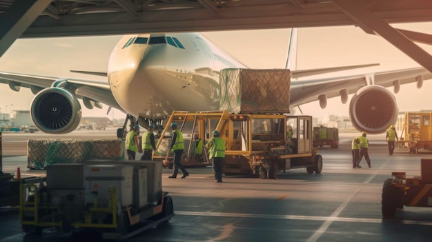 Photo airplane cargo loading