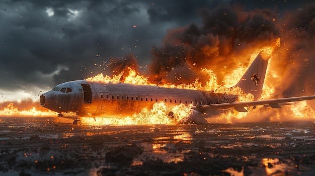 an airplane catches fire on the ground a plane crash