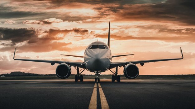 Airplane flying over beautiful sky by Generative AI image