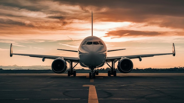 Airplane flying over beautiful sky by Generative AI image