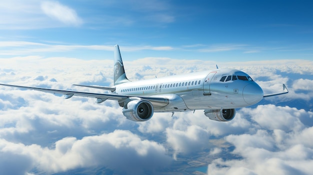 Airplane flying above clouds