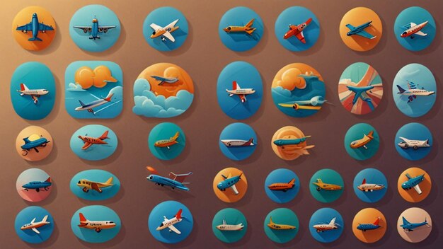 Airplane icons set Cartoon set of Airplane vector icons for web design