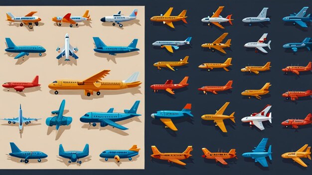 Airplane icons set Cartoon set of Airplane vector icons for web design