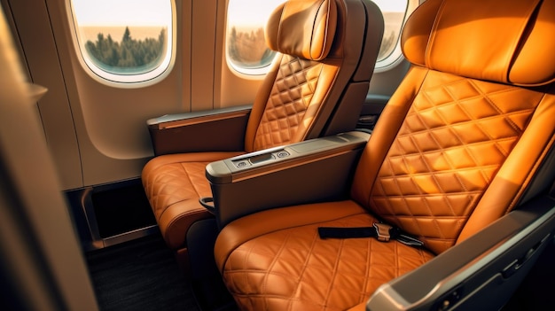 Photo airplane interior with leather seats