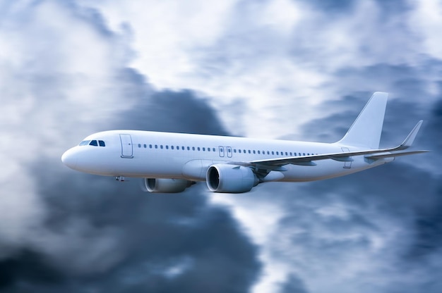 The airplane is landing in the bad weatherConcept of climate weather