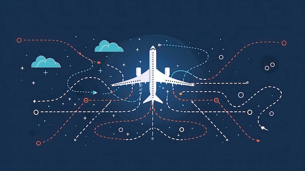 Photo airplane line path vector icon of air plane flight route ar 169 style raw job id bfff7a8a718948e8877