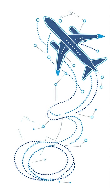 Photo airplane line path vector icon of air plane flight route ar 916 style raw job id 0c68140c6638440a802