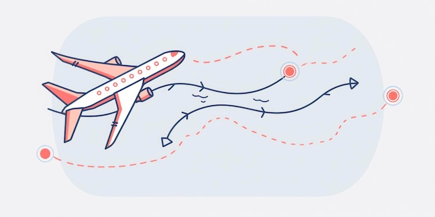 Photo airplane line path vector icon of air plane flight route with start point and dash line trace