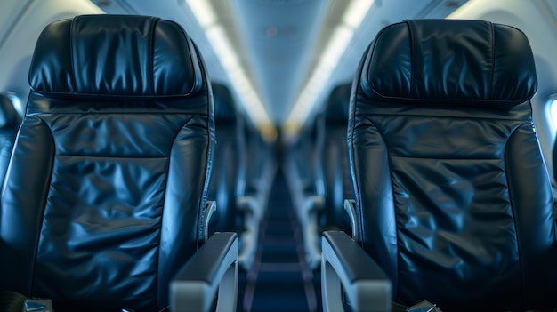 Photo airplane seats interior closeup