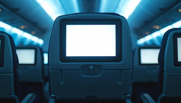 Airplane Seats with Blank Screens