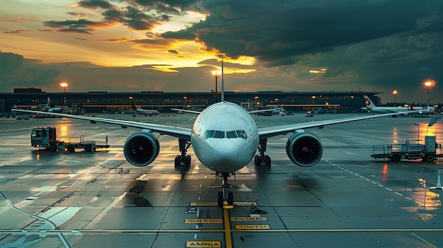 Airplane at Sunset Terminal