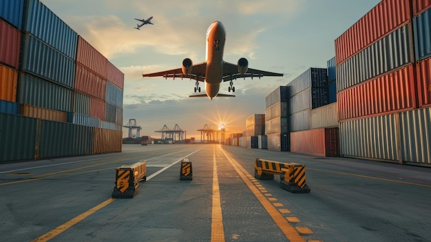 Airplane Taking Off From Cargo Port