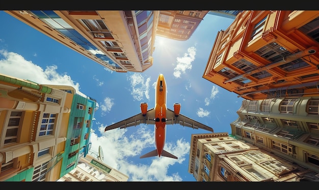 Airplanes flying in the sky transportation travel vehicles with modern wing ai generated