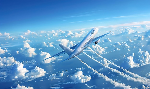 Airplanes flying in the sky transportation travel vehicles with modern wing ai generated