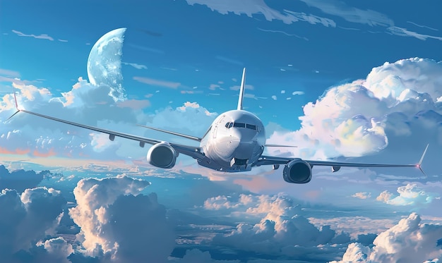 Airplanes flying in the sky transportation travel vehicles with modern wing ai generated