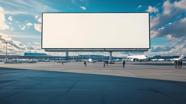 Photo airport billboard mockup blank sign airplane travel ads