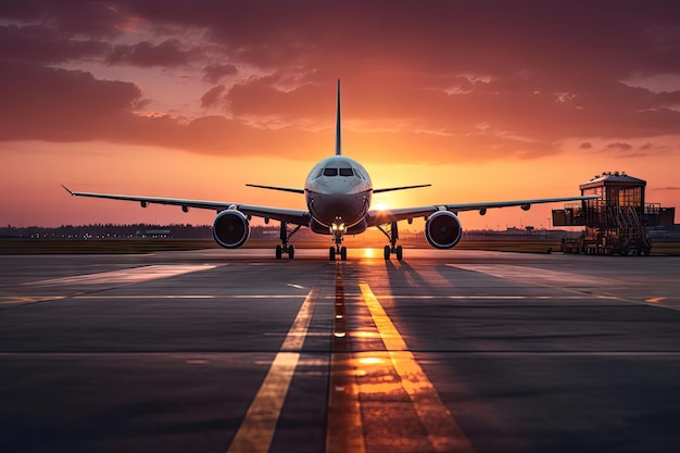 Airport Runway Sunset Dramatic and Serene Aviation Scene