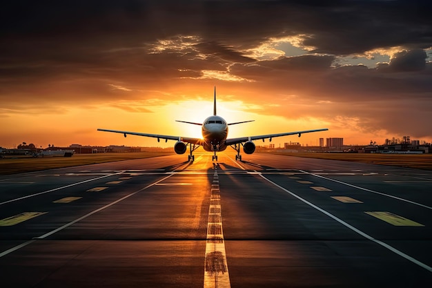 Airport Runway Sunset Dramatic and Serene Aviation Scene