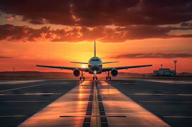 Airport Runway Sunset Dramatic and Serene Aviation Scene