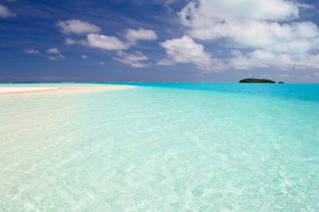 Aitutaki and Rarotonga lagoon, remote atolls in the middle of Pacific Ocean, Cook Islands