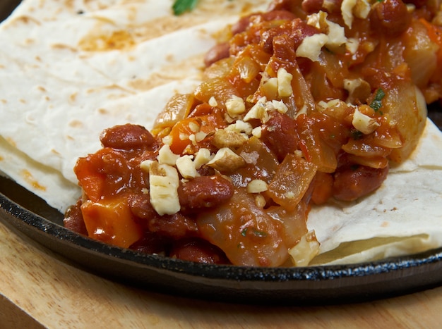 Ajapsandali - traditional Azerbaijani and Georgian vegetarian dish consisting of eggplant, potato, tomato, bell pepper and seasoning