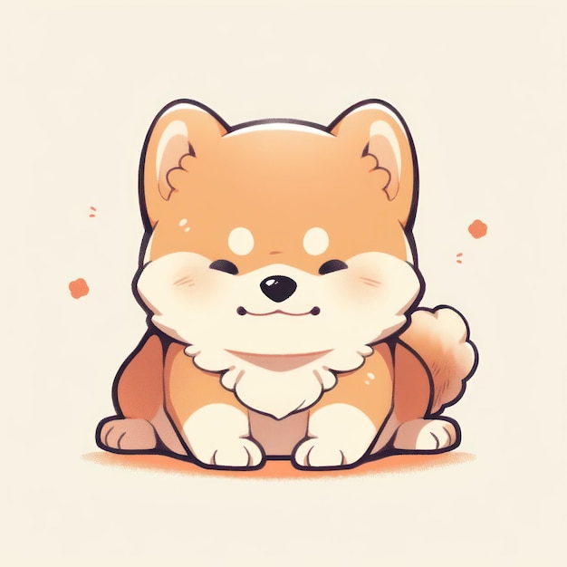 akita dog animal chibi cartoon style isolated plain background