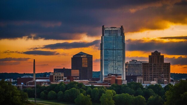 Photo akron ohio city skyline