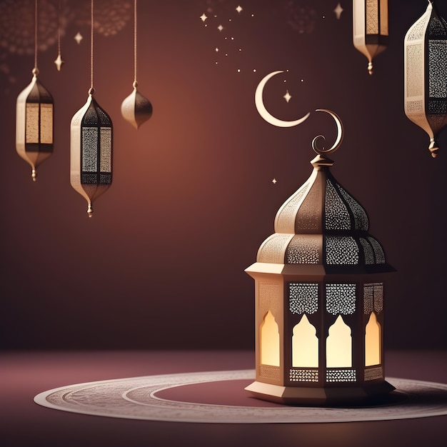 Al generated Ramadan kareem eid mubarak royal elegant lamp with islamic lantern mosque