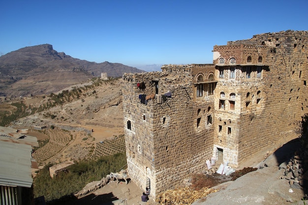 Al Hajjarah village in mountains Yemen