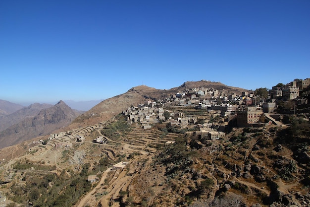 Al Manakhah village in mountains Yemen