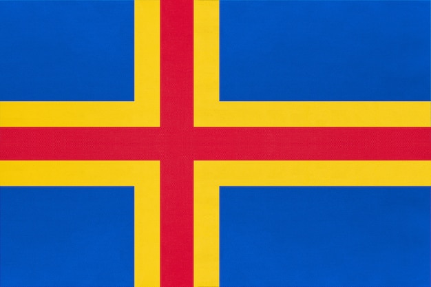 Aland Islands national fabric flag