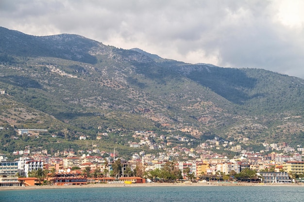 Alanya city hill sea coast Turkey