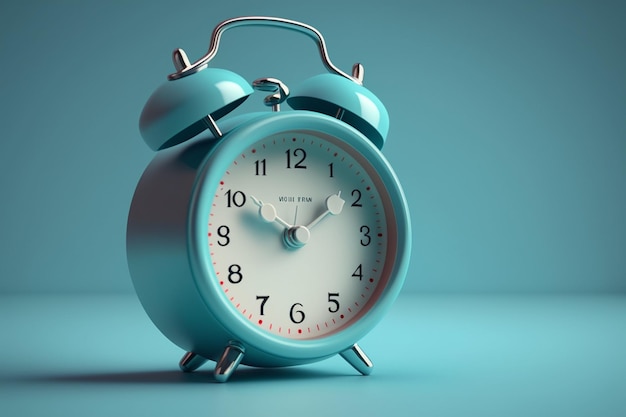 Alarm Clock On Blue Background 3D Rendering