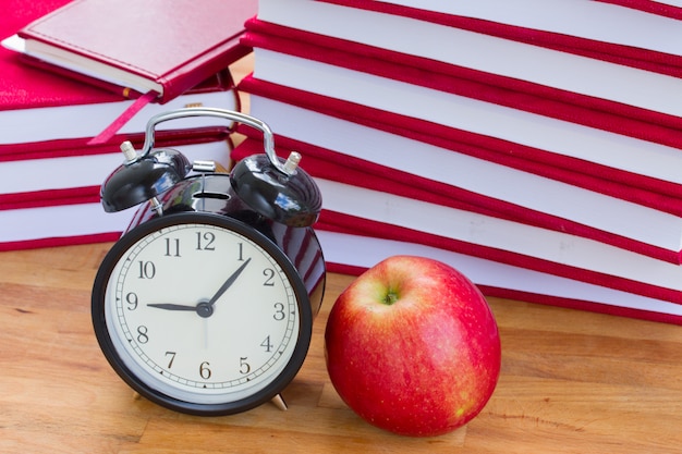 Alarm clock and books