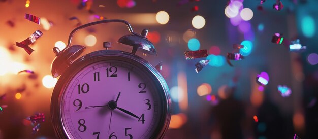 Photo alarm clock new years celebration