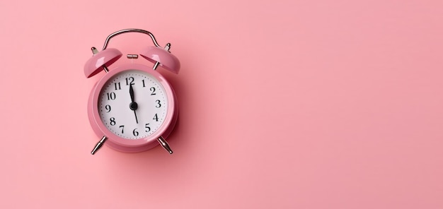 Alarm clock on pink background Generative Ai