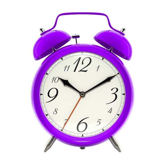 Photo alarm clock vintage style purple color clock with black hands