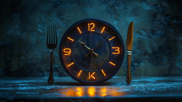 Alarm clock with knife and fork instead of hands Programs for weight loss intermittent fasting lunch diet and calorie intake