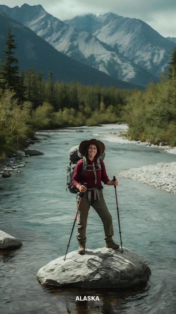 Alaska hiker and river