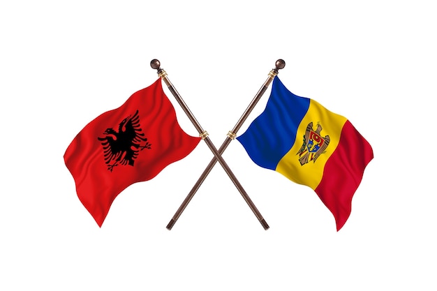 Albania versus Moldova Two Flags