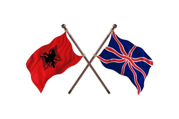 Albania versus United Kingdom Two Flags